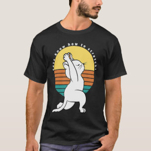 Katter vet hur man stretchar Retro Yoga Kattpresen T Shirt