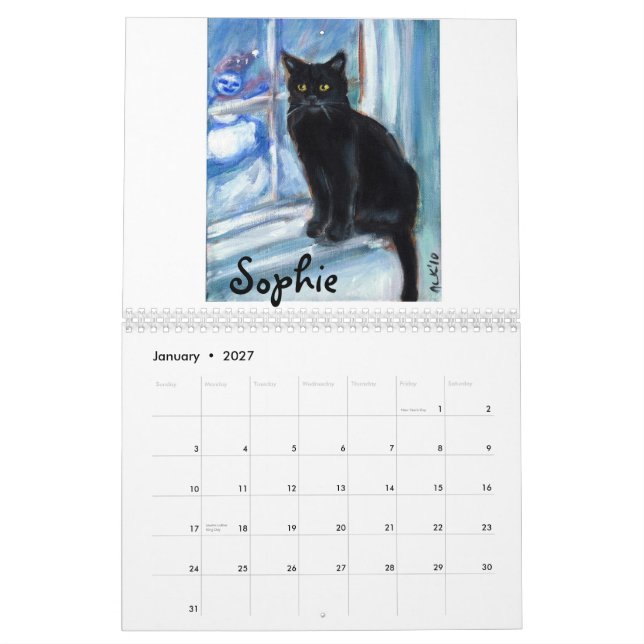 Katter vid den Angie 2011 kalendern Kalender (Jan 2027)
