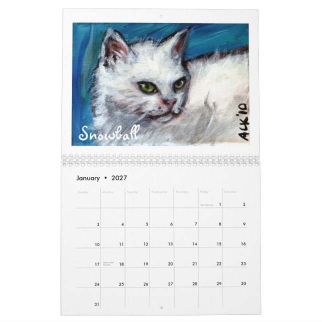 Katter vid den Angie 2012 kalendern Kalender (Jan 2027)