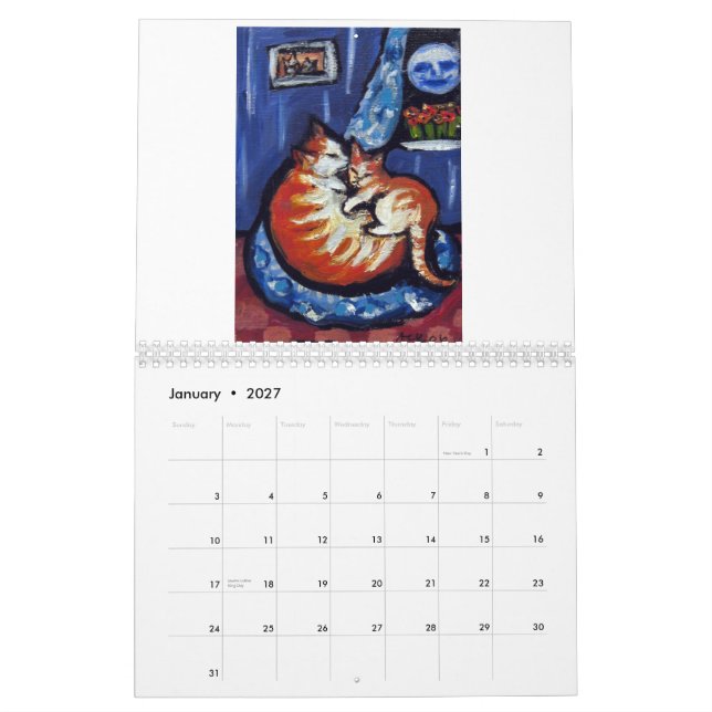 Katter vid den Angie 2013 kalendern Kalender (Jan 2027)
