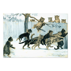 Katter vid Play av Louis Wain Fototryck