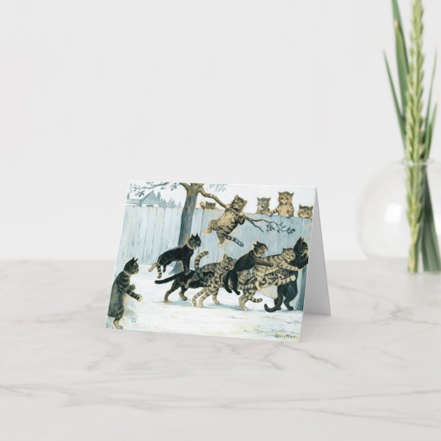 Katter vid Play av Louis Wain Tack Kort (Framsida)