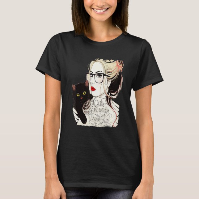 Katter vill bara ha kul t shirt (Framsida)