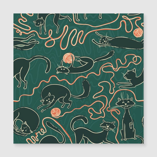 Katter, Vintage: Doodle Sömlös Mönster (Framsida)