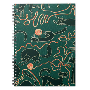Katter, vintage doodle, sömlös mönster anteckningsbok