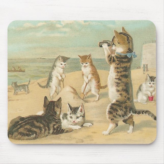 "Katter vintage Mousepad på för stranden" Musmatta (Framsidan)