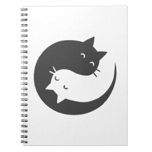 Katter Yin och Yang mandala - Välj bakgrundsfärg Anteckningsbok