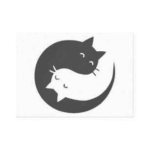 Katter yin och yang mandala - Välj bakgrundsfärg Canvastryck