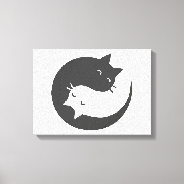 Katter Yin och Yang mandala - Välj bakgrundsfärg Canvastryck (Framsida)