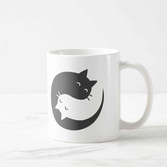 Katter yin och yang mandala - Välj bakgrundsfärg Kaffemugg (Höger)