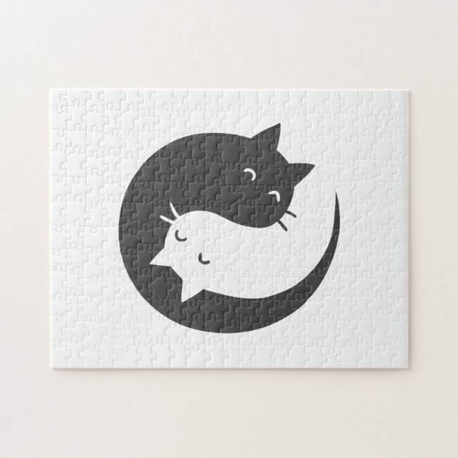 Katter Yin och Yang mandala - Välj bakgrundsfärg Pussel (Horisontell)