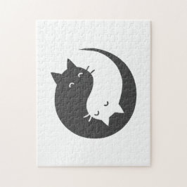 Katter Yin och Yang mandala - Välj bakgrundsfärg Pussel