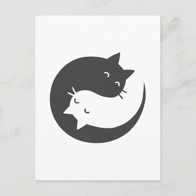Katter Yin och Yang mandala - Välj bakgrundsfärg Vykort (Framsida)