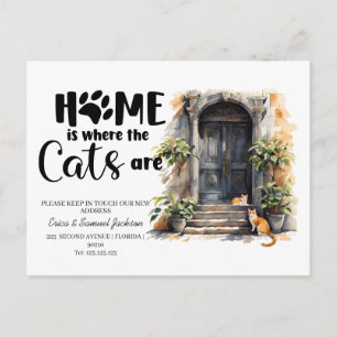 Katterna har flyttat! nytt adress tillkännagivande meddelande vykort