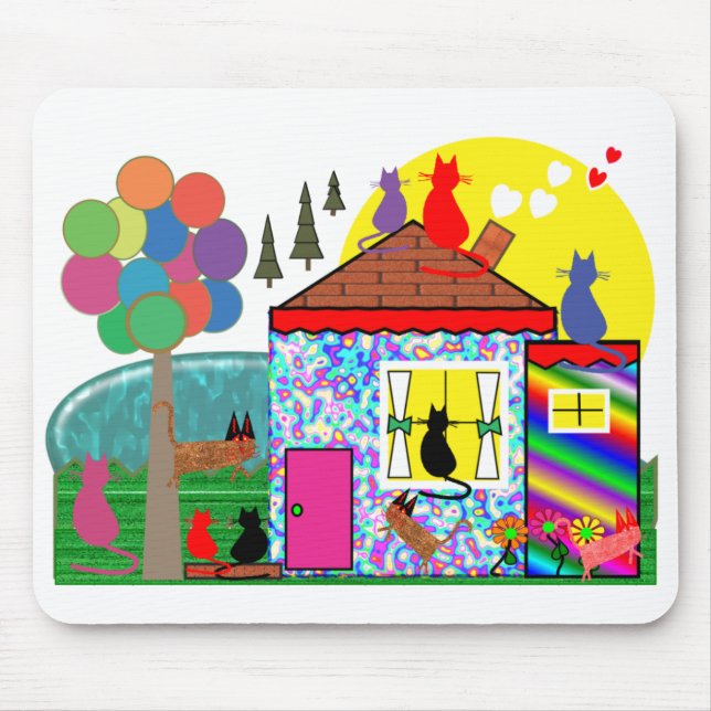 Katterna tar över husmousepaden musmatta (Framsidan)