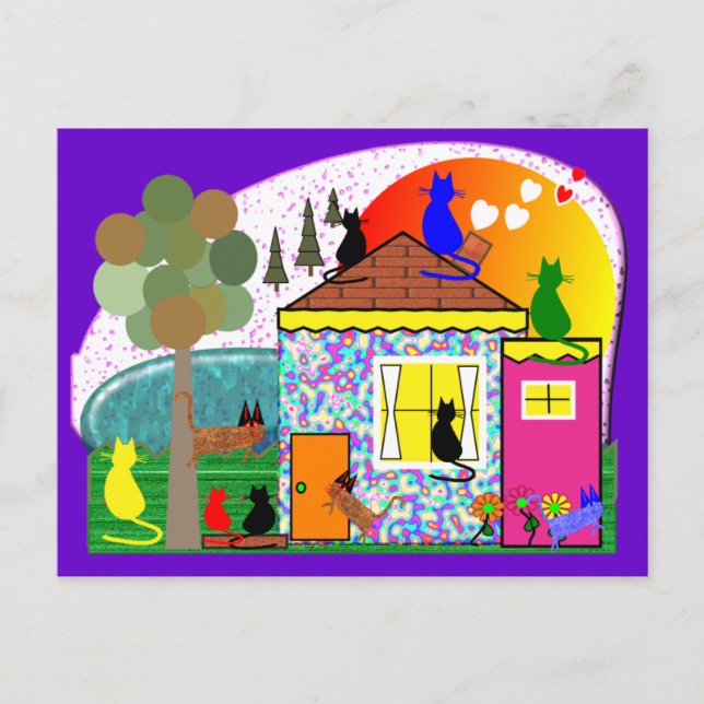 Katterna tar över parlamentet vykort (Framsida)