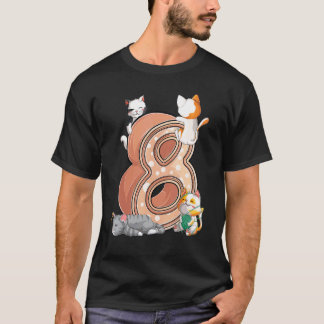 Katters 8-års födelsedagsfest Åtta 8 år gammal kat T Shirt