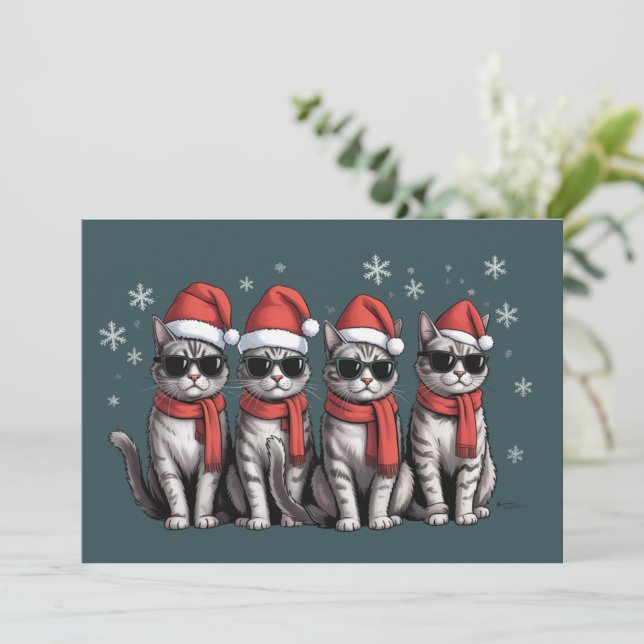 Katters jul Kattmamma Holiday Xmas Tomte Julkort (Stående Fram)