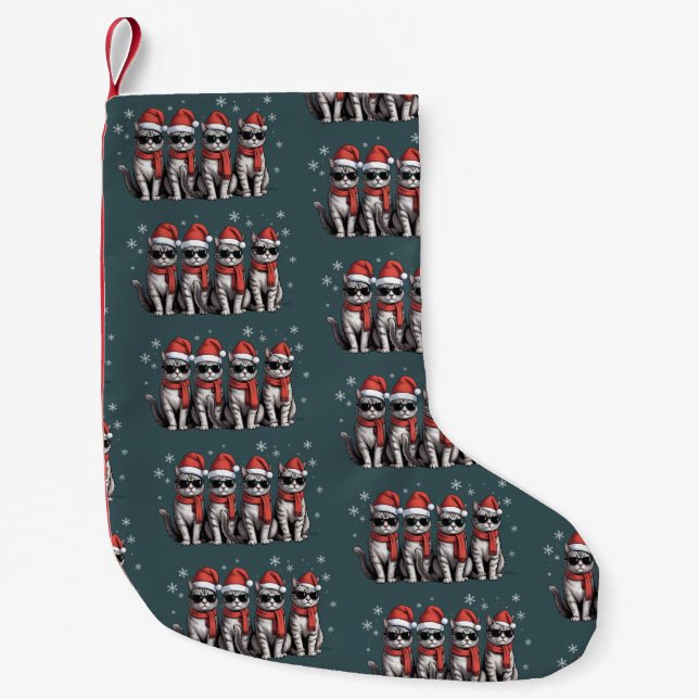Katters jul Kattmamma Holiday Xmas Tomte Liten Julstrumpa (Framsidan)