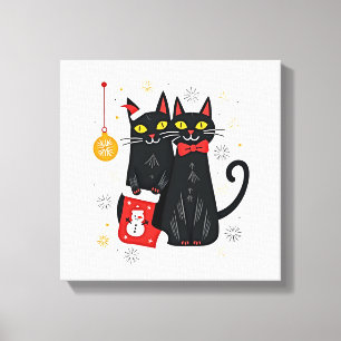 Katters jul Retro 50-tal 60-tal Xmas (2) Canvastryck