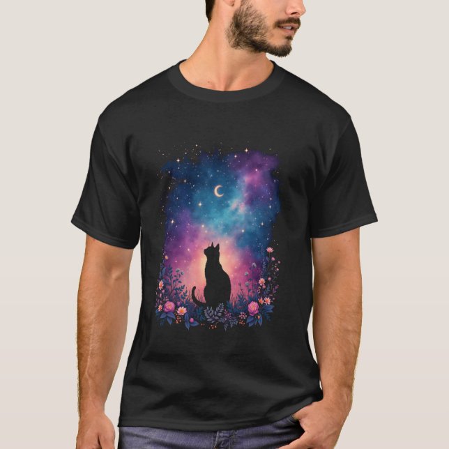 Katters stjärnhimmel konst t shirt (Framsida)