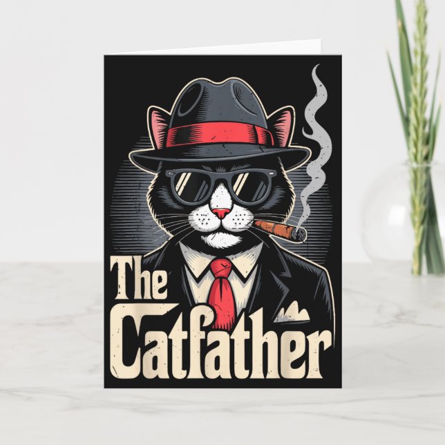 Kattfader Smokingkatt Pappa Glad Fars Dag Present Kort (Framsida)