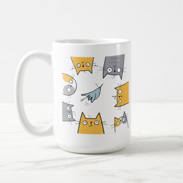 Kattfälla Roligt Gullet Kaos Kattkonst Kaffemugg (Vänster)