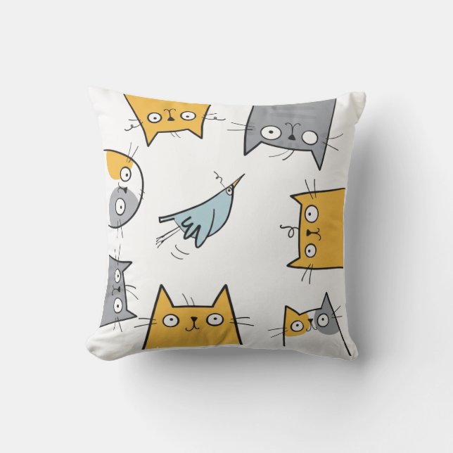 Kattfälla Roligt Gullet Kaos Kattkonst Kudde (Framsida)