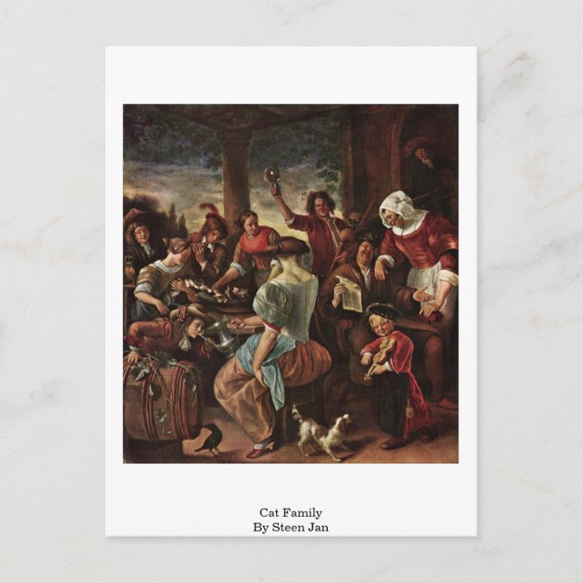 Kattfamilj efter Steen Jan Vykort (Framsida)