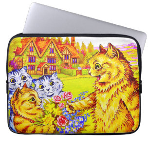 Kattfamiljen i Garden Laptop Fodral