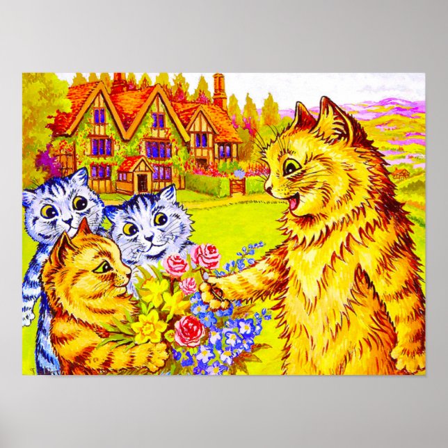 Kattfamiljen i Garden Poster (Framsidan)