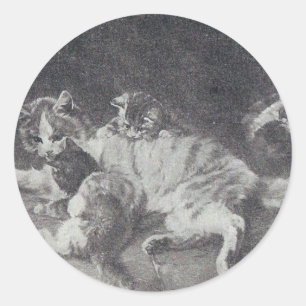 Kattfamiljen Runt Klistermärke