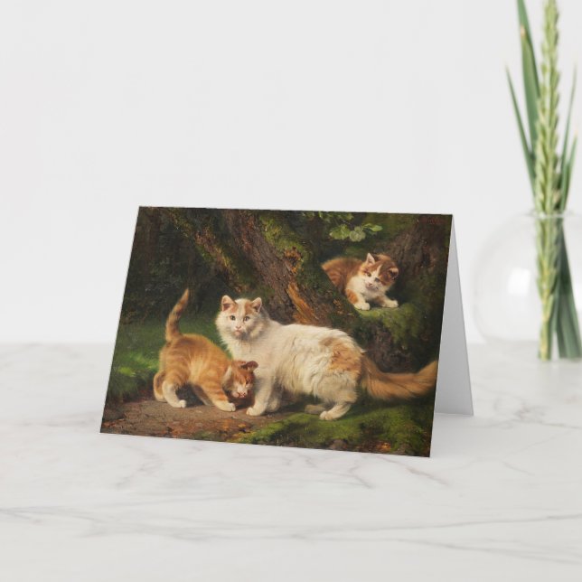 Kattfamiljen spelar | Julius Adam the Younger Kort (Framsida)