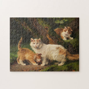 Kattfamiljen spelar Julius Adam the Younger Pussel