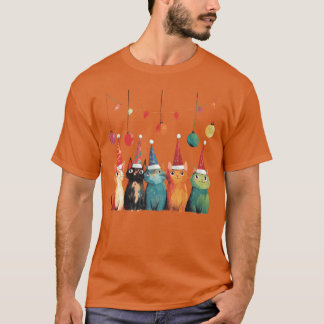 Kattfamiljen vid jul t shirt
