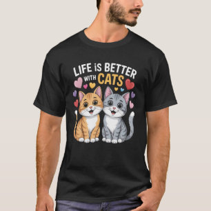 Kattfantaster Livet är Bättre med Katter Roligt Hu T Shirt