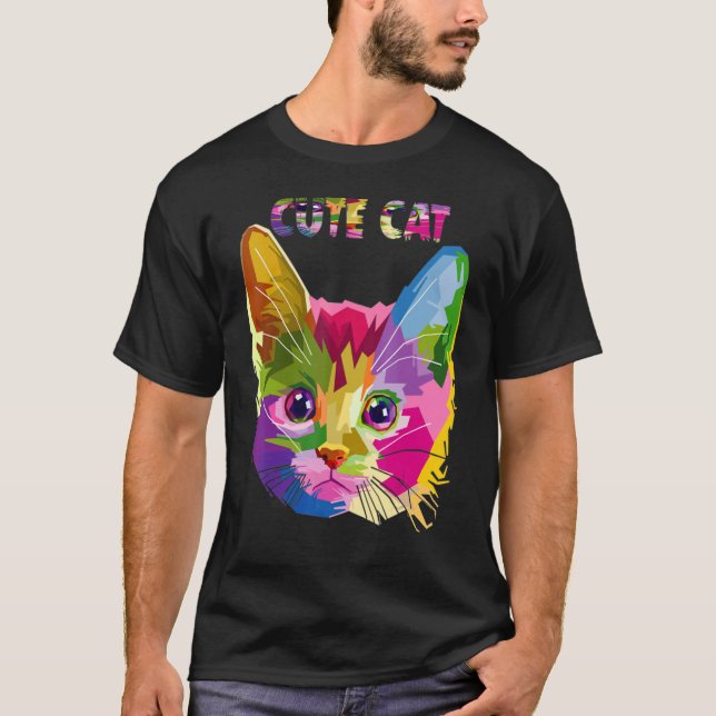 Kattfärgad för katt Pappa Cat Mamma 4 T Shirt (Framsida)