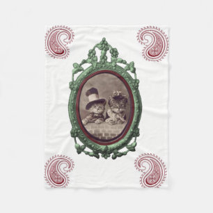 Kattfilt för vit anpassningsbar rosa fleecefilt