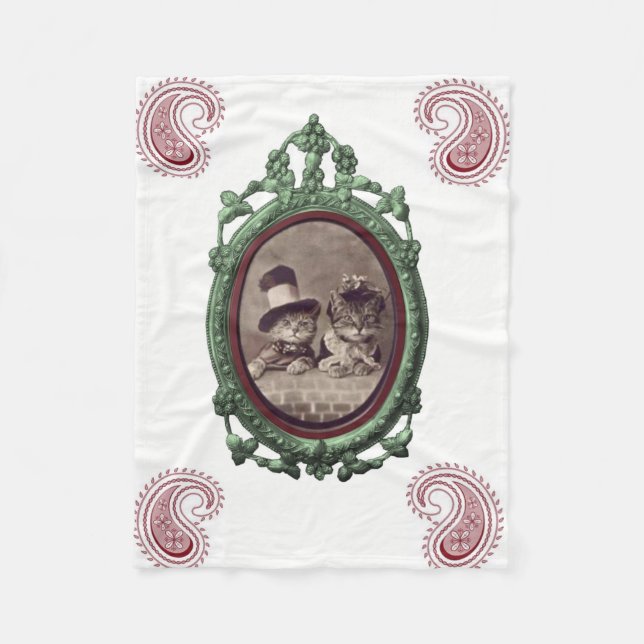 Kattfilt för vit anpassningsbar rosa fleecefilt (Framsidan)