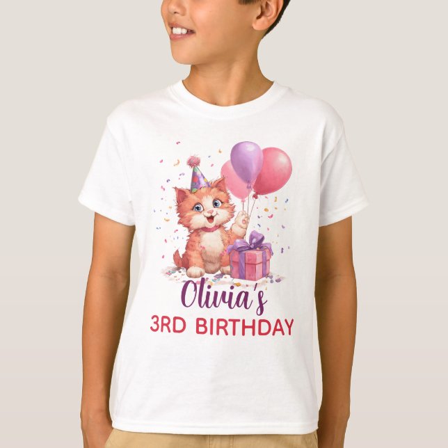 Kattfirande Födelsedag T Shirt (Framsida)