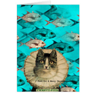 Kattfisk dig Digital Collagejul Hälsningskort