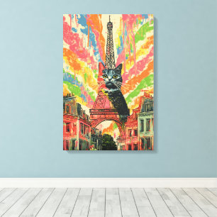 Kattfisk i Paris - Eiffel Torn Art Canvastryck