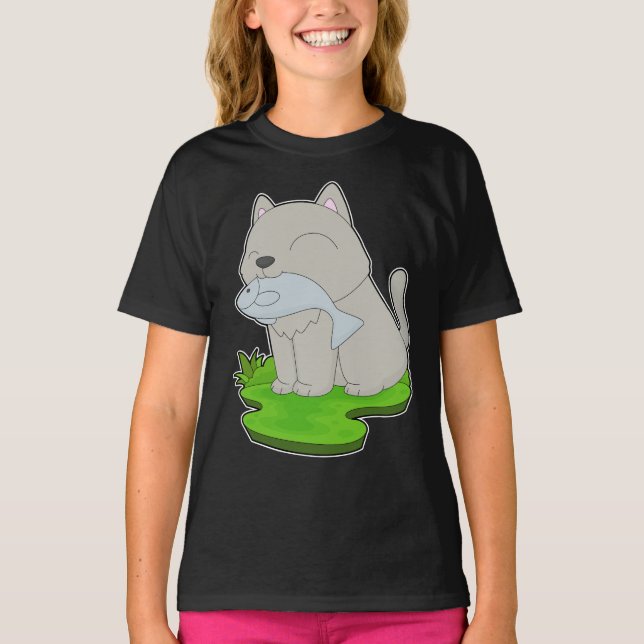 Kattfiskare Fiskar Fiske T Shirt (Framsida)