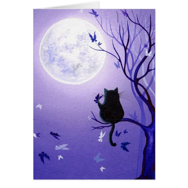Kattfjärilen virvlar runt hälsningskort (Framsidan)