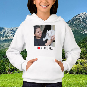 Kattflicka Barn älskar husdjur Foto Rött hjärta Sv T Shirt
