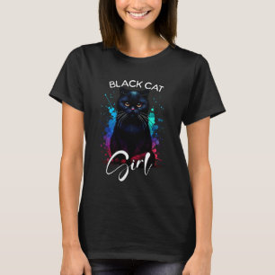 Kattflicka Grumpy Svart Katt T Shirt