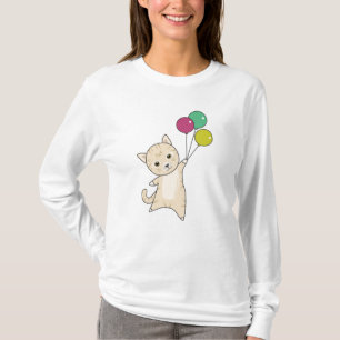 Kattflugor med ballonger till toppmatta katter t shirt