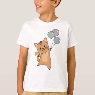 Kattflugor med ballonger till toppmatta katter t shirt