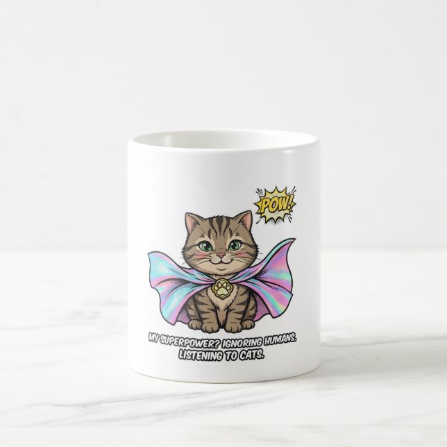 Kattflüstratork Funny Mugg – Tabby Superhjälte Cap (Center)