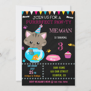 Kattfödelsedagsinbjudan Kattunge Inbjudningar